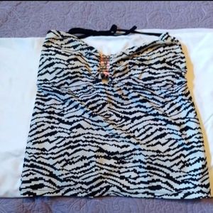 Op Ocean Pacific Zebra Print open back tankini top JR 11-13 LG Y2K GUC